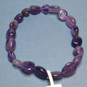DARK AMETHYST STRETCHY NUGGET BRACELET NATURAL STONE w/ FREE FELT POUCH-NB25